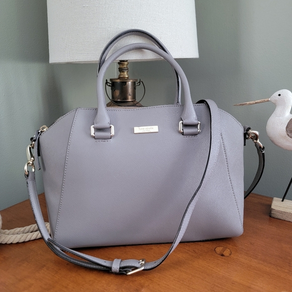 kate spade Handbags - Kate Spade WKRU4878 Tilden Place Satchel Gray Saffiano Leather Crossbody Bag